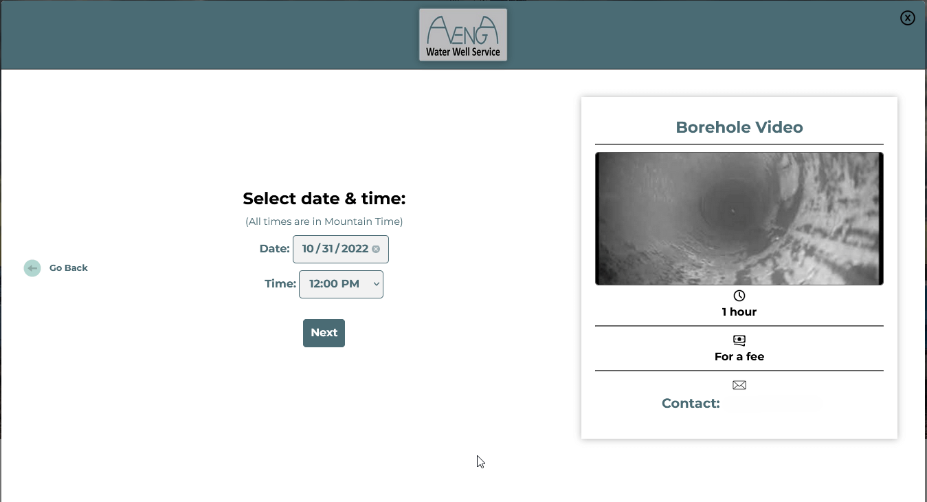 Avenga website date selection screenshot